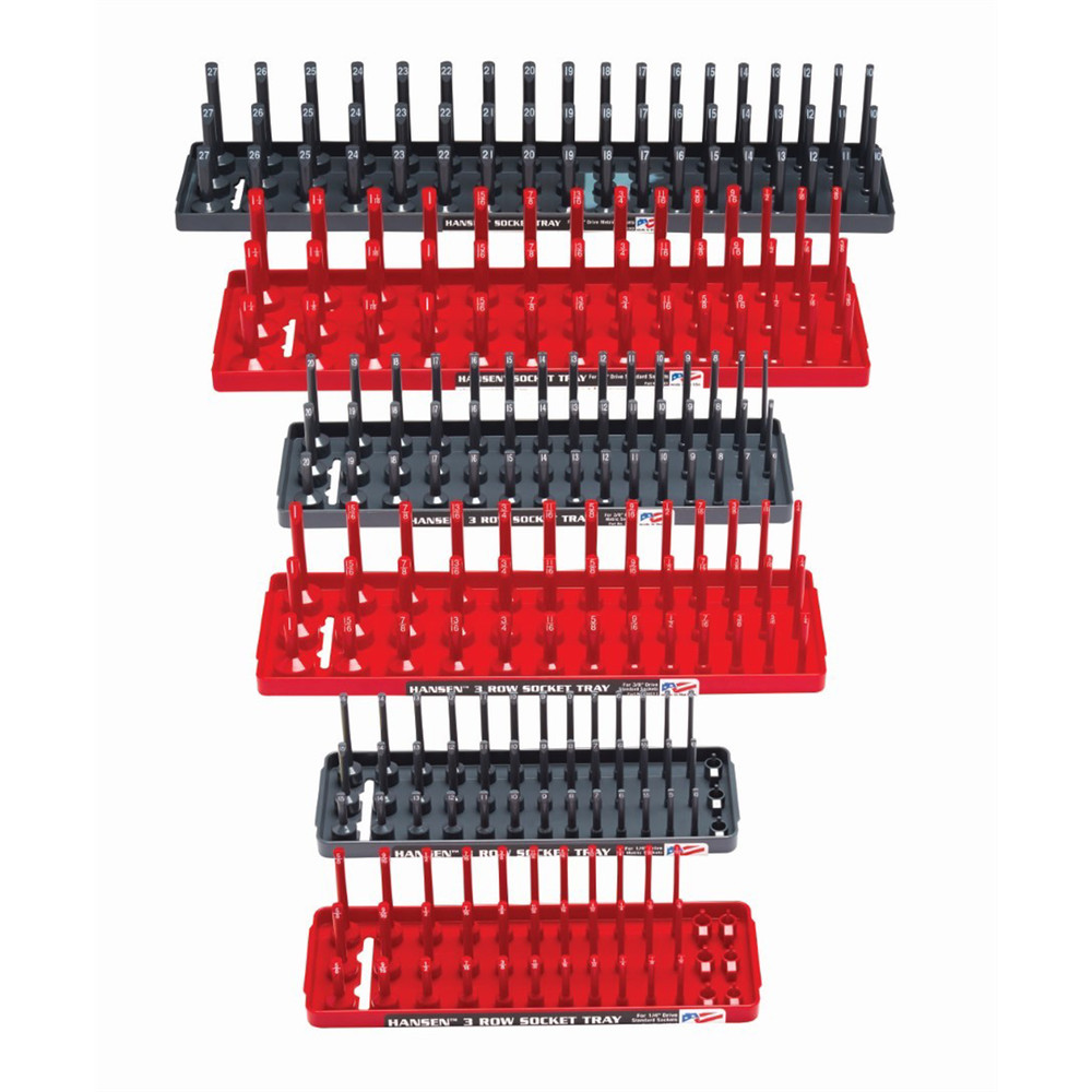 92013Hansen Global 6 Piece 3 Row Socket Tray Set – Red/Grey