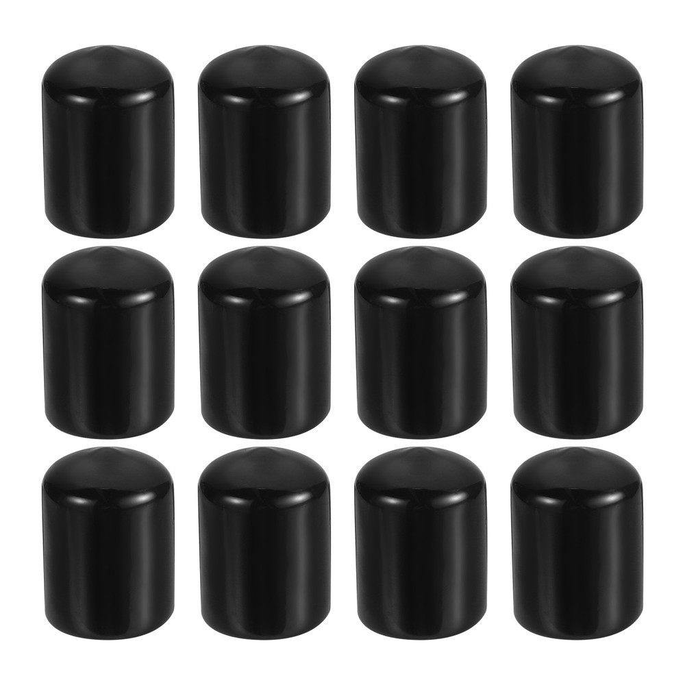 Pack of 12 5/8″ ID Round Rubber End Caps Flexible Rubber Bolt Covers Black