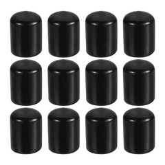 Pack of 12 5/8″ ID Round Rubber End Caps Flexible Rubber Bolt Covers Black