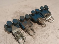 Corbel trolley lot of 4 beam festoon cable track carriers as shown