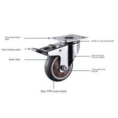 1 & 2 inch swivel caster wheels 4pcs soft rubber with brake universal trolley