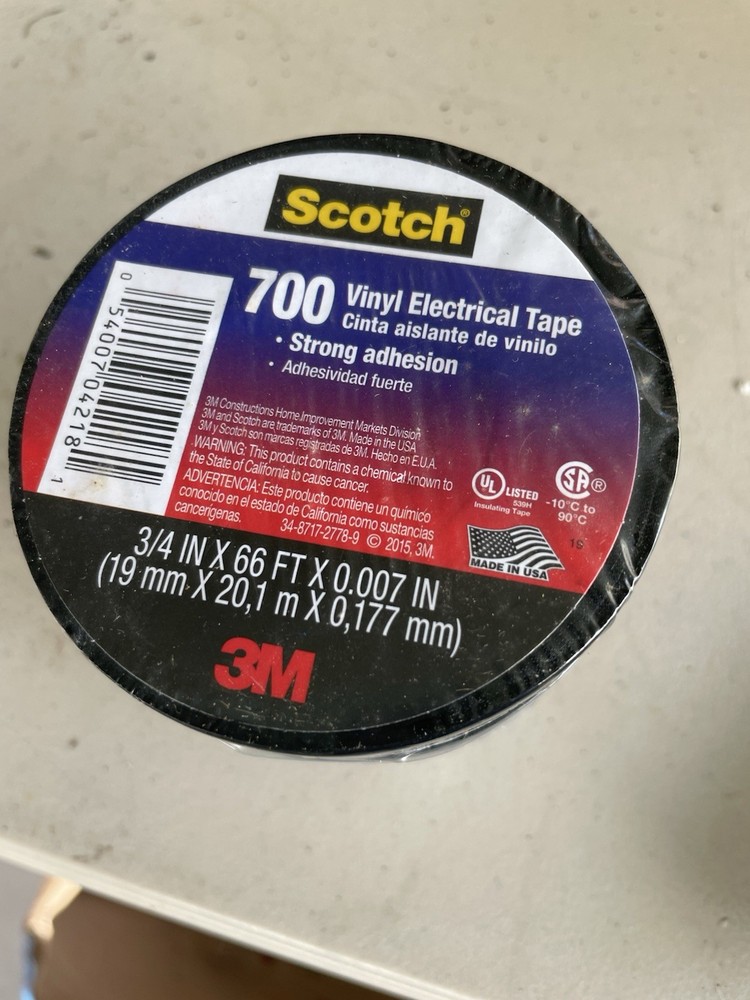 Scotch Vinyl 700 Electrical Tape 6 Rolls Black 3/4-in x 66-ft Commercial Grade