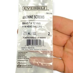 Everbilt 750210 M4-0.7 X 12 mm Pan Head Phillips Machine Screws, 14 Pcs