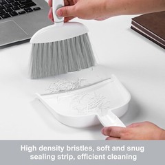 NACENA Small Dust Pan and Brush Set, Mini Broom 1-Pack, Grey White