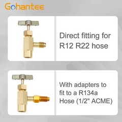 R1234yf Can Tap Adapter Fitting Kits, 1/4 SAE to 1/2 Acme LH Can Bottle Tap O…