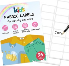 No-Iron Fabric Labels, Kids Clothing Labels Self-Stick Write-On, Name Labels for