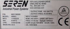 HR601 Seren 9601190000 RF Generator 600 Watts @ 60.00 MHz Working Surplus