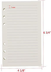 6-Ring A6 Binder/Planner Refill Paper, 6 Hole,6 3/4 X 4 1/8 Inches Refillable Wh