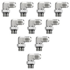 10 Pack 90 Degree Elbow Hydraulic Hose Fittings: 1/2″ JIC 37° Male x #8 SAE/ORB