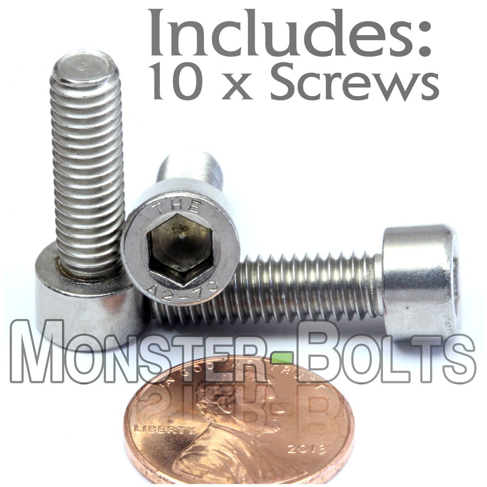 M6 – 1.0 x 20mm – Qty 10 – A2 Stainless Steel Socket Head Cap Screws – DIN 912