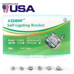 AZDENT Dental Ortho Self-Ligating Metal Bracket Braces MINI Roth 0.022 Hooks 345