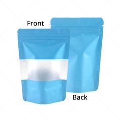Multi-Size Foil Mylar Matte Blue Stand Up Zip Lock Bag w/ Rectangle Window B04