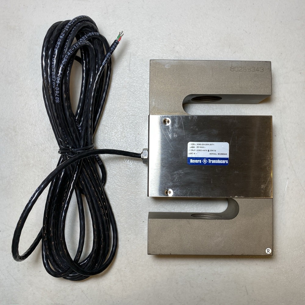 S-Beam Load Cell 20,000 lb 20K, Revere Transducers 9363, 1-1/4″-12 Threads
