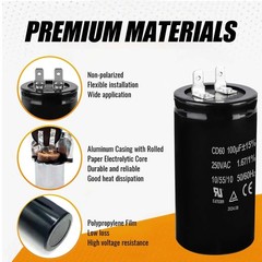 2 PCS 100uF MFD 15% CD60 250VAC 50/60Hz Motor Start Capacitor Electric