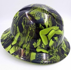 Hard Hat FULL BRIM custom hydro dipped , OSHA approved LIME BIKER BABES
