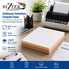 Continuous Computer Paper 9.5″ x 11″ Blank White 20 lb. 2400 Sheets