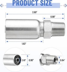 12 Pack 3/8″ Hydraulic Hose Fittings, 3/8″ I.D. Hose x 3/8″ NPTF Male with Prote