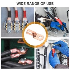 Heavy Duty 0 Gauge Copper Lugs 1/0 AWG 5/16 Ring Terminals Battery Cable Ends