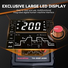 ARCCAPTAIN TIG Welder AC/DC 200Amp 110V/220V with Pulse Aluminum TIG Welder