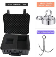 1000LBS Fishing Magnet Kit Force Rope Carabiner Heavy Duty 65FT Rope with Case