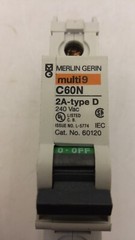 MERLIN GERIN 60120 CIRCUIT BREAKER MINIATURE 2AMP 120V NNB