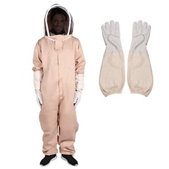 L Full Body Ventilated Beekeeping Suit w/Veil Hood Gloves Protective Bee Jacket