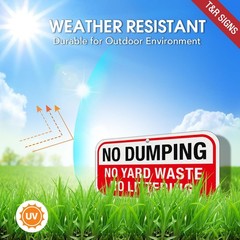 Rust Free No Dumping Sign 2 Pack Outdoor Yard Waste Littering Sign 12 x 6