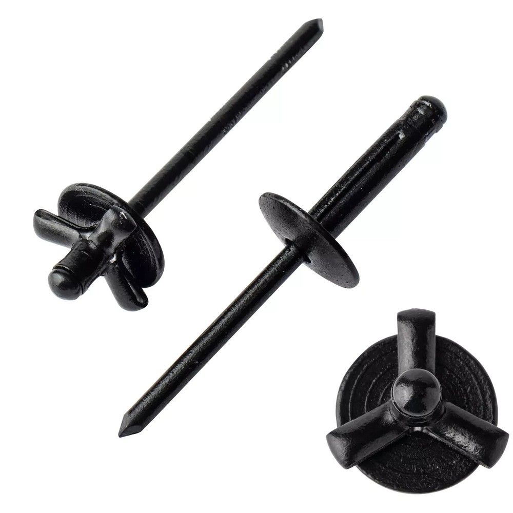 50pcs 3/16″ x 1″ Large Head Tri-Fold Exploding Aluminum Pop Rivets (Black)