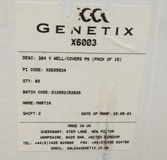 Genetix X6003 384 Well Plates for Biological Lab 1 Case, 8 Packs of 10