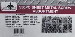 550pc Goliath Industrial Sheet Metal Screw Assortment Kit 13 sizes SMS550