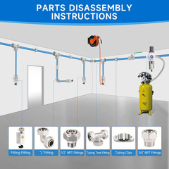3/4″×100&200&300Ft Compressed Air Line Kit for Shop/Garage, Hdpe-Aluminum Rapid