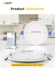 Ensenior 6 Pack 6 Inch LED 6 Inch, 2700/3000/3500/4000/5000k – 5cct White