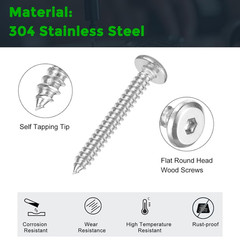 M3 X 25Mm (25 Pack) Flat round Socket Head Screws, Stainless Steel Self Tapping