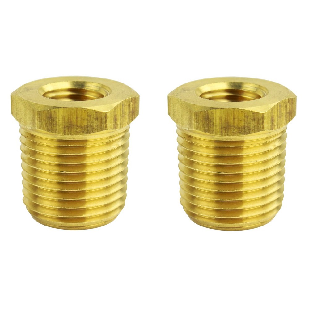 Two 1/2″ MNPT x 1/4″ FNPT Solid Brass Bushings Reducer Fitting Reducing Adapter