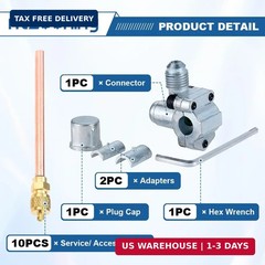 1PC BPV-31 Bullet Piercing Valve with 10 PCS Access Service Valves | 1/4″ SAE x