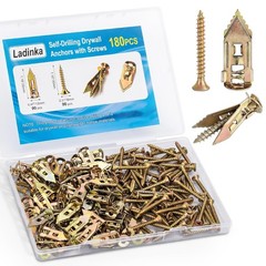 180 PCS Self-Drilling Drywall Anchors KIT – 90 Metal Winged Zinc Yellow