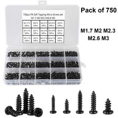 750 Pcs Small/Micro/Tiny/Mini Self-Tapping Screws, M1.7-M3 Phillips Pan Head,…