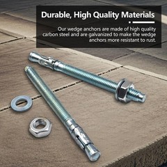 50 PCS 5/16×4 Inch Standard Fasteners HeavyDuty Zinc Wedge Concrete Anchors