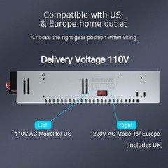 Compact 360W AC to DC Adapter with Adjustable Voltage for Electronics Safety