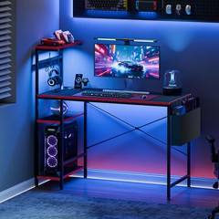 Durable Black Metal Frame Gaming Desk with Power and USB Ports for Small Space