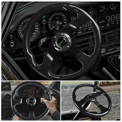 RASTP Carbon Fiber Racing Steering Wheel, 13.8”/350mm 6 Bolts Steering Whe