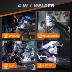 ARCCAPTAIN 160A MIG Welder 110V 220V 4 in 1 Welding Machine Gas MIG Gasless MIG