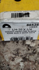 (100-Pk) Holo-Krome Socket Head Cap Screw Black Alloy Steel 1/4″-20 x 1/4″