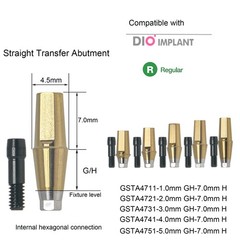 US Dental Straight abutment titanium w/screw Fit DIO UF II Regular Hex platform