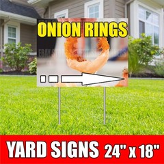 ONION RINGS Yard Sign with H-Stakes Fried Crispy Ring French Fries Arrow Right