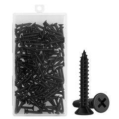 Wood Screws 1 Inch, 130 PCS Premium Flat Head Phillips Black Wood Screws, Sel…