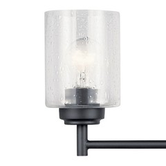 KICHLER Winslow 30″ 4-Light Black Contemporary Bathroom Light with Seeded Glass