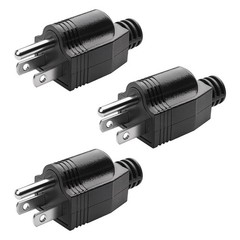 3PCS Electrical Replacement Plug 3 Prong Male Plug End Extension Cord Replacemen