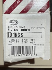Valcon Liquid Line Filter Drier TD163S In/Out 3/8″ ODF 059935