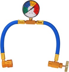 R134A Car AC Refrigerant Charge Hose Kit Recharge Hose with Gauge,1/2” Can Tap